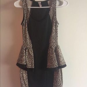 Leopard and black peplum dress new